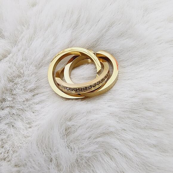 New Vita Fede Cassio Ring 24K Gold Plated Stackable Pave Swarovski Crystal Ring - Picture 2 of 11